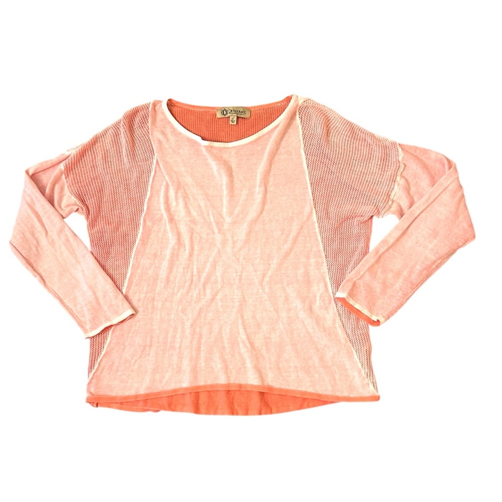 Democracy Knit Lightweight Pink White Pullover Sweater Women’s Size Large